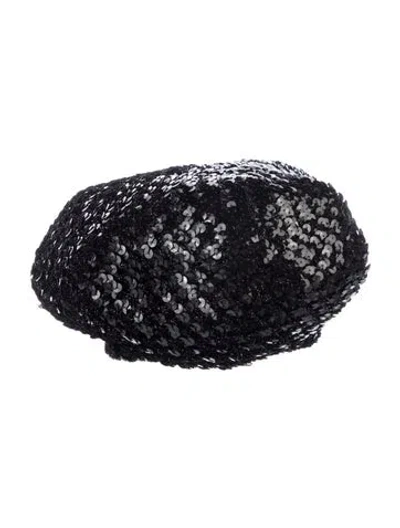 Pre-owned Saks Fifth Avenue Women's Black Mesh Saks Fith Avenue Beret