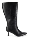 Saks Fifth Avenue Women's Blair 64mm Croc Embossed Knee-high Boots In Black Croc
