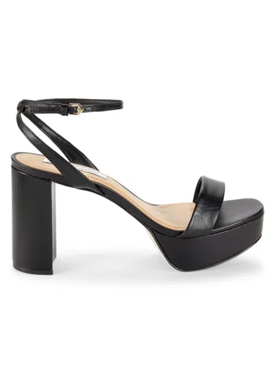 Saks Fifth Avenue Women's Block Heel Ankle Strap Leather Platform Sandals In Black