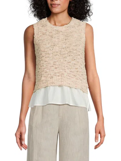 Saks Fifth Avenue Women's Bouclé Knit 2-fer Tank Top In Cannoli Cream