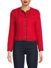 Saks Fifth Avenue Women's Braided Trim Tweed Jacket In Red