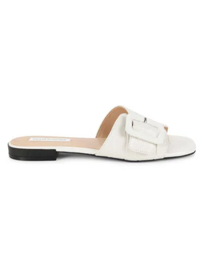 Saks Fifth Avenue Women's Brooklyn Croc Embossed Leather Sandals In White
