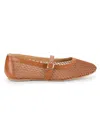 Saks Fifth Avenue Women's Brynn Leather & Mesh Flats In Cognac