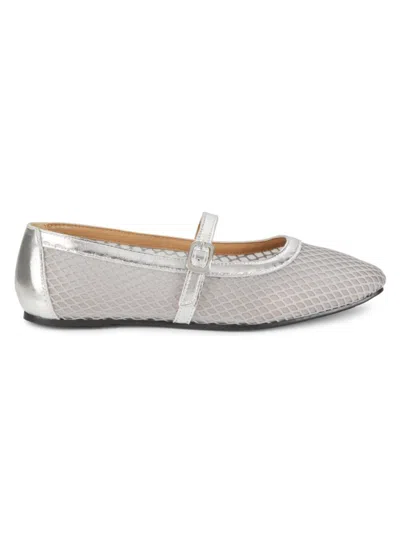 Saks Fifth Avenue Women's Brynn Leather & Mesh Flats In Silver