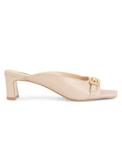 Saks Fifth Avenue Women's Buckle Accent Leather Sandals In Beige