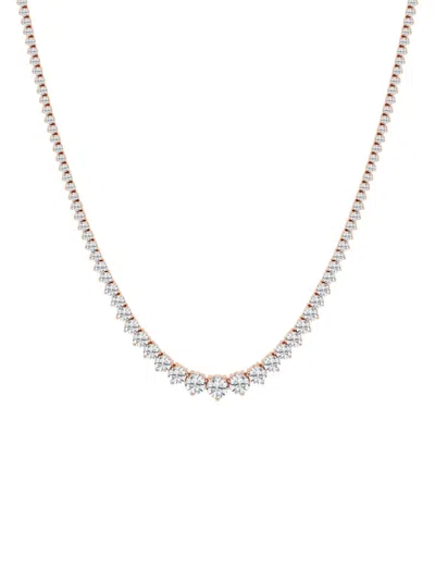 Saks Fifth Avenue Women's Build Your Own Collection 14k Gold & Graduated Natural Diamond Riviera Necklace In Rose Gold