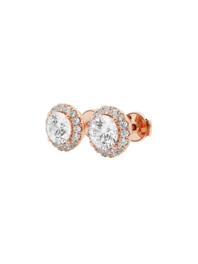 Saks Fifth Avenue Women's Build Your Own Collection 14k Gold & Lab Grown Round Diamond Halo Stud Earrings In Rose Gold