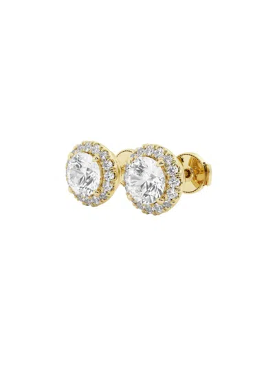 Saks Fifth Avenue Women's Build Your Own Collection 14k Gold & Lab Grown Round Diamond Halo Stud Earrings In Yellow Gold