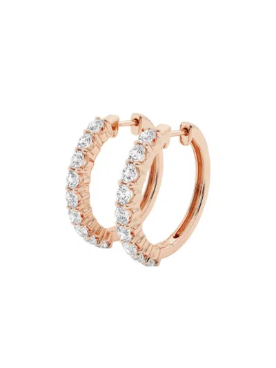 Saks Fifth Avenue Women's Build Your Own Collection 14k Gold & Lab Grown Round Diamond Shared Prong Hoop Earrings In Rose Gold
