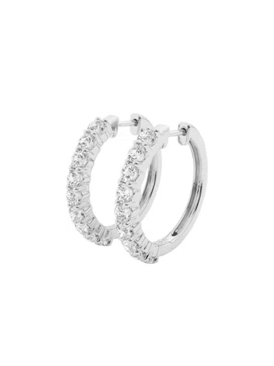 Saks Fifth Avenue Women's Build Your Own Collection 14k Gold & Lab Grown Round Diamond Shared Prong Hoop Earrings In White Gold