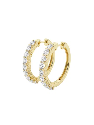 Saks Fifth Avenue Women's Build Your Own Collection 14k Gold & Lab Grown Round Diamond Shared Prong Hoop Earrings In Yellow Gold