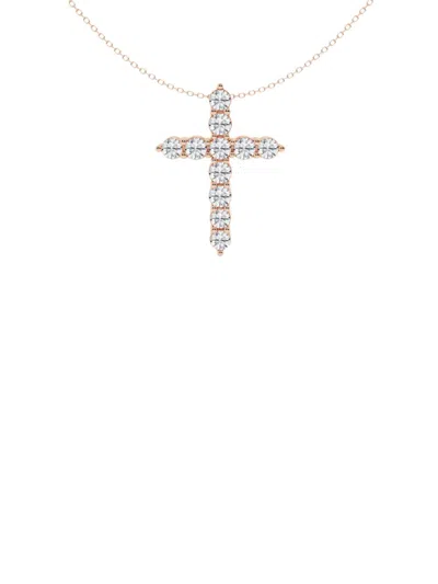 Saks Fifth Avenue Women's Build Your Own Collection 14k Gold & Natural Diamond Cross Pendant Necklace In Rose Gold