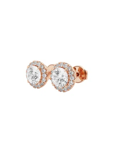 Saks Fifth Avenue Women's Build Your Own Collection 14k Gold & Natural Round Diamond Halo Stud Earrings In Rose Gold
