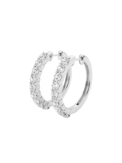 Saks Fifth Avenue Women's Build Your Own Collection 14k Gold & Natural Round Diamond Shared Prong Hoop Earrings In White Gold