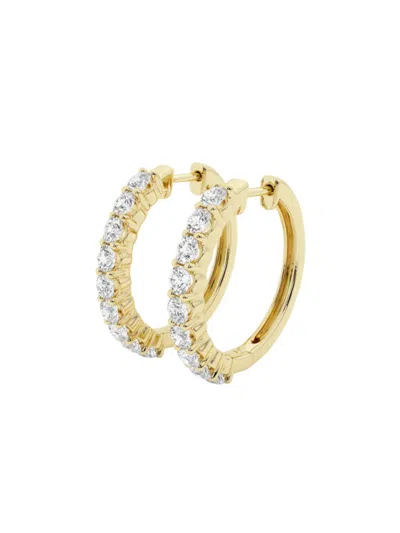 Saks Fifth Avenue Women's Build Your Own Collection 14k Gold & Natural Round Diamond Shared Prong Hoop Earrings In Yellow Gold