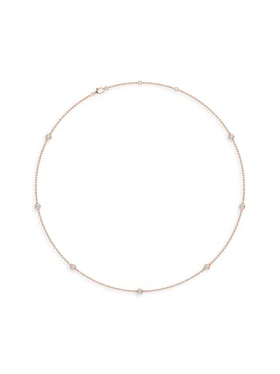 Saks Fifth Avenue Women's Build Your Own Collection 14k Rose Gold & Lab Grown Diamond Bezel Station Necklace In 1 Tcw