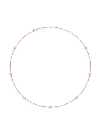 Saks Fifth Avenue Women's Build Your Own Collection 14k Rose Gold & Lab Grown Diamond Bezel Station Necklace In 1.40 Tcw