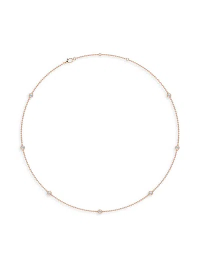 Saks Fifth Avenue Women's Build Your Own Collection 14k Rose Gold & Lab Grown Diamond Bezel Station Necklace In 2.1 Tcw