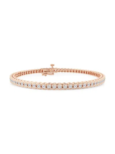 Saks Fifth Avenue Women's Build Your Own Collection 14k Rose Gold & Natural Diamond Half Bezel Tennis Bracelet In 2 Tcw Rose Gold