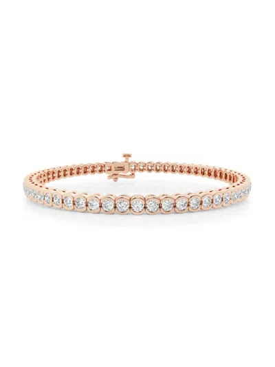 Saks Fifth Avenue Women's Build Your Own Collection 14k Rose Gold & Natural Diamond Half Bezel Tennis Bracelet In 4 Tcw Rose Gold