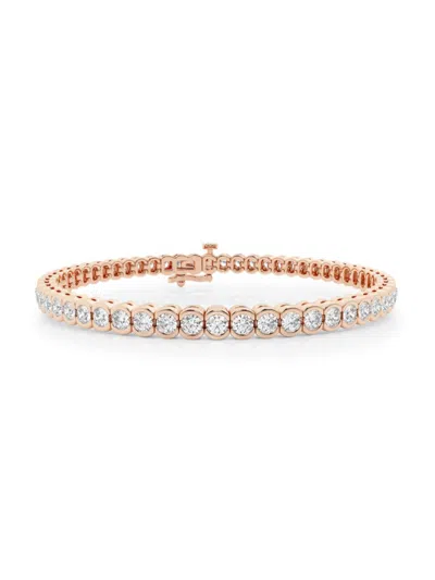 Saks Fifth Avenue Women's Build Your Own Collection 14k Rose Gold & Natural Diamond Half Bezel Tennis Bracelet In 5 Tcw Rose Gold