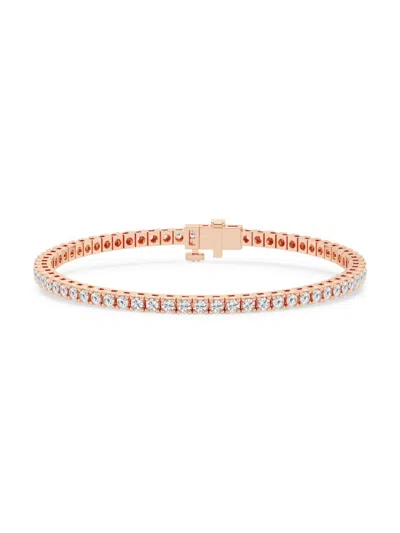 Saks Fifth Avenue Women's Build Your Own Collection 14k Rose Gold & Round Natural Diamond Four Prong Tennis Bracelet In 3 Tcw Rose Gold
