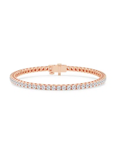 Saks Fifth Avenue Women's Build Your Own Collection 14k Rose Gold & Round Natural Diamond Four Prong Tennis Bracelet In 5 Tcw Rose Gold