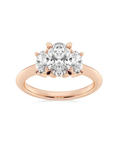 Saks Fifth Avenue Women's Build Your Own Collection 14k Rose Gold & Three Stone Lab Grown Diamond Engagement Ring In 3 Tcw