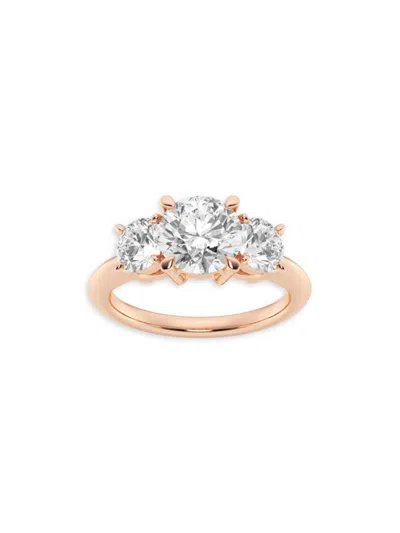 Saks Fifth Avenue Women's Build Your Own Collection 14k Rose Gold & Three Stone Lab Grown Diamond Engagement Ring In 4 Tcw