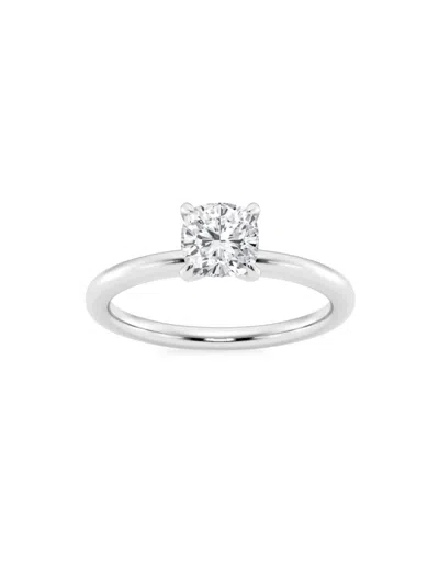 Saks Fifth Avenue Women's Build Your Own Collection 14k White Gold & Lab Grown Cushion Cut Diamond Solitare Engagement In 1 Tcw White Gold