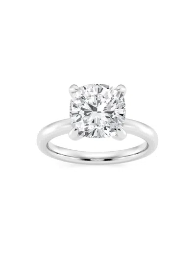 Saks Fifth Avenue Women's Build Your Own Collection 14k White Gold & Lab Grown Cushion Cut Diamond Solitare Engagement In 4 Tcw White Gold