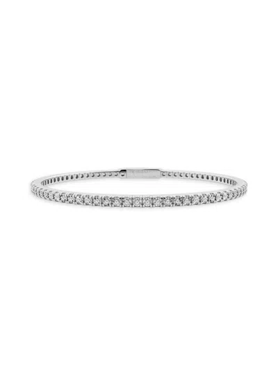 Saks Fifth Avenue Women's Build Your Own Collection 14k White Gold & Lab Grown Diamond Flexible Bangle Bracelet In 4 Tcw