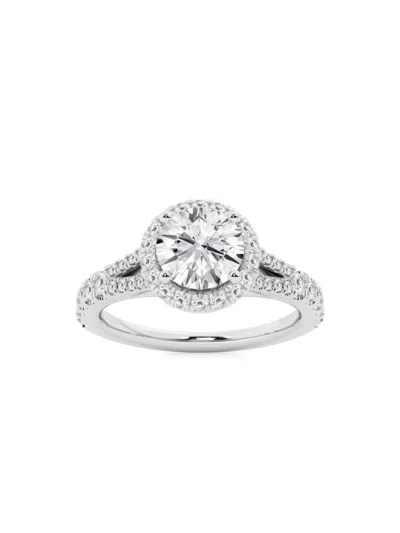 Saks Fifth Avenue Women's Build Your Own Collection Platinum & Lab Grown Diamond Split Shank Halo Engagement Ring In 1.2 Tcw Platinum
