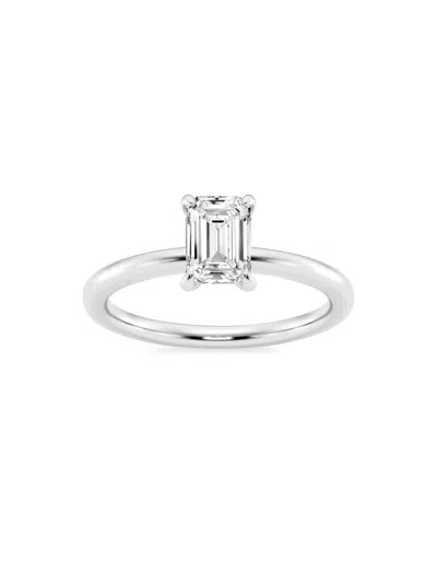 Saks Fifth Avenue Women's Build Your Own Collection 14k White Gold & Lab Grown Emerald Cut Diamond Solitare Engagement In 1 Tcw White Gold