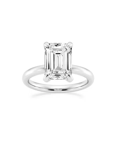 Saks Fifth Avenue Women's Build Your Own Collection 14k White Gold & Lab Grown Emerald Cut Diamond Solitare Engagement In 4 Tcw White Gold