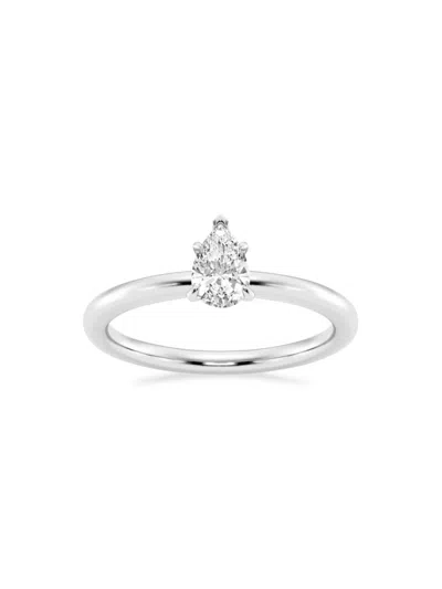 Saks Fifth Avenue Women's Build Your Own Collection 14k White Gold & Lab Grown Pear Shape Diamond Solitare Engagement In 0.5 Tcw White Gold