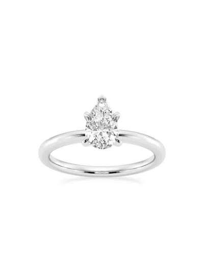 Saks Fifth Avenue Women's Build Your Own Collection 14k White Gold & Lab Grown Pear Shape Diamond Solitare Engagement In 1 Tcw White Gold
