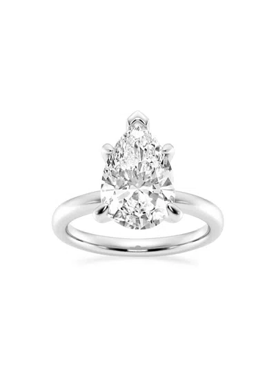 Saks Fifth Avenue Women's Build Your Own Collection 14k White Gold & Lab Grown Pear Shape Diamond Solitare Engagement In 4 Tcw White Gold