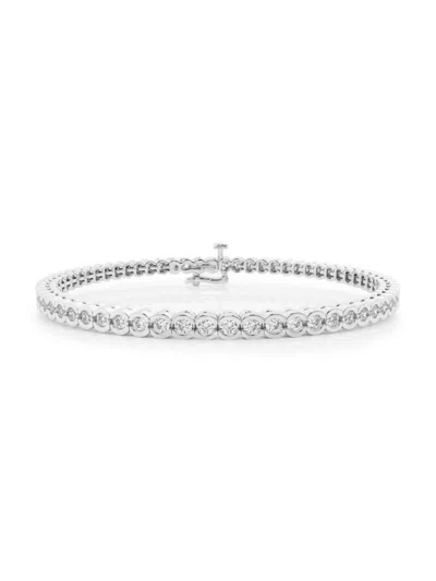 Saks Fifth Avenue Women's Build Your Own Collection 14k White Gold & Natural Diamond Half Bezel Tennis Bracelet In 3 Tcw White Gold