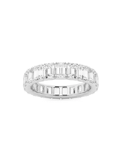 Saks Fifth Avenue Women's Build Your Own Collection 14k White Gold & Natural Emerald Cut Diamond Eternity Band In 5 Tcw White Gold
