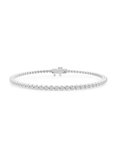 Saks Fifth Avenue Women's Build Your Own Collection 14k White Gold & Round Lab Grown Diamond Three Prong Tennis Bracel In 1 Tcw White Gold