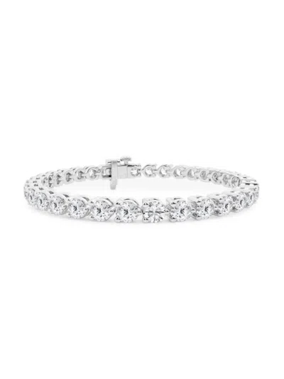 Saks Fifth Avenue Women's Build Your Own Collection 14k White Gold & Round Lab Grown Diamond Three Prong Tennis Bracel In 10 Tcw White Gold