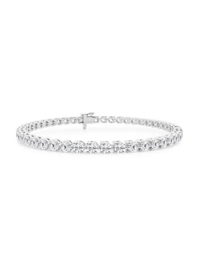 Saks Fifth Avenue Women's Build Your Own Collection 14k White Gold & Round Lab Grown Diamond Three Prong Tennis Bracel In 4 Tcw White Gold