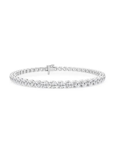 Saks Fifth Avenue Women's Build Your Own Collection 14k White Gold & Round Lab Grown Diamond Three Prong Tennis Bracel In 5 Tcw White Gold
