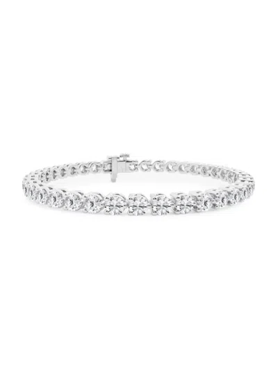 Saks Fifth Avenue Women's Build Your Own Collection 14k White Gold & Round Lab Grown Diamond Three Prong Tennis Bracel In 7 Tcw White Gold