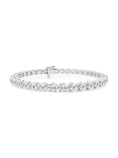 Saks Fifth Avenue Women's Build Your Own Collection 14k White Gold & Round Lab Grown Diamond Three Prong Tennis Bracel In 8 Tcw White Gold