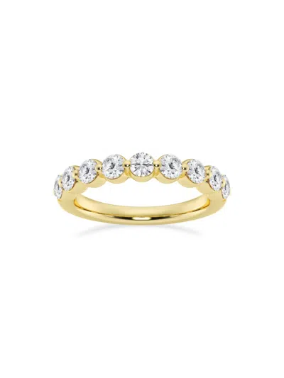 Saks Fifth Avenue Women's Build Your Own Collection 14k Yellow Gold & 9 Natural Round Diamond Wedding Band In 2 Tcw Yellow Gold