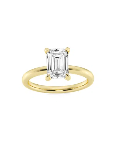 Saks Fifth Avenue Women's Build Your Own Collection 14k Yellow Gold & Emerald Natural Solitaire Diamond Engagement Rin In 2 Tcw