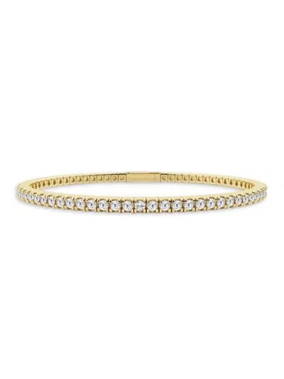 Saks Fifth Avenue Women's Build Your Own Collection 14k Yellow Gold & Lab Grown Diamond Flexible Bangle Bracelet In 3 Tcw