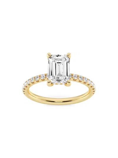 Saks Fifth Avenue Women's Build Your Own Collection 14k Yellow Gold & Lab Grown Emerald Cut Diamond Hidden Halo Engage In 2.4 Tcw Yellow Gold